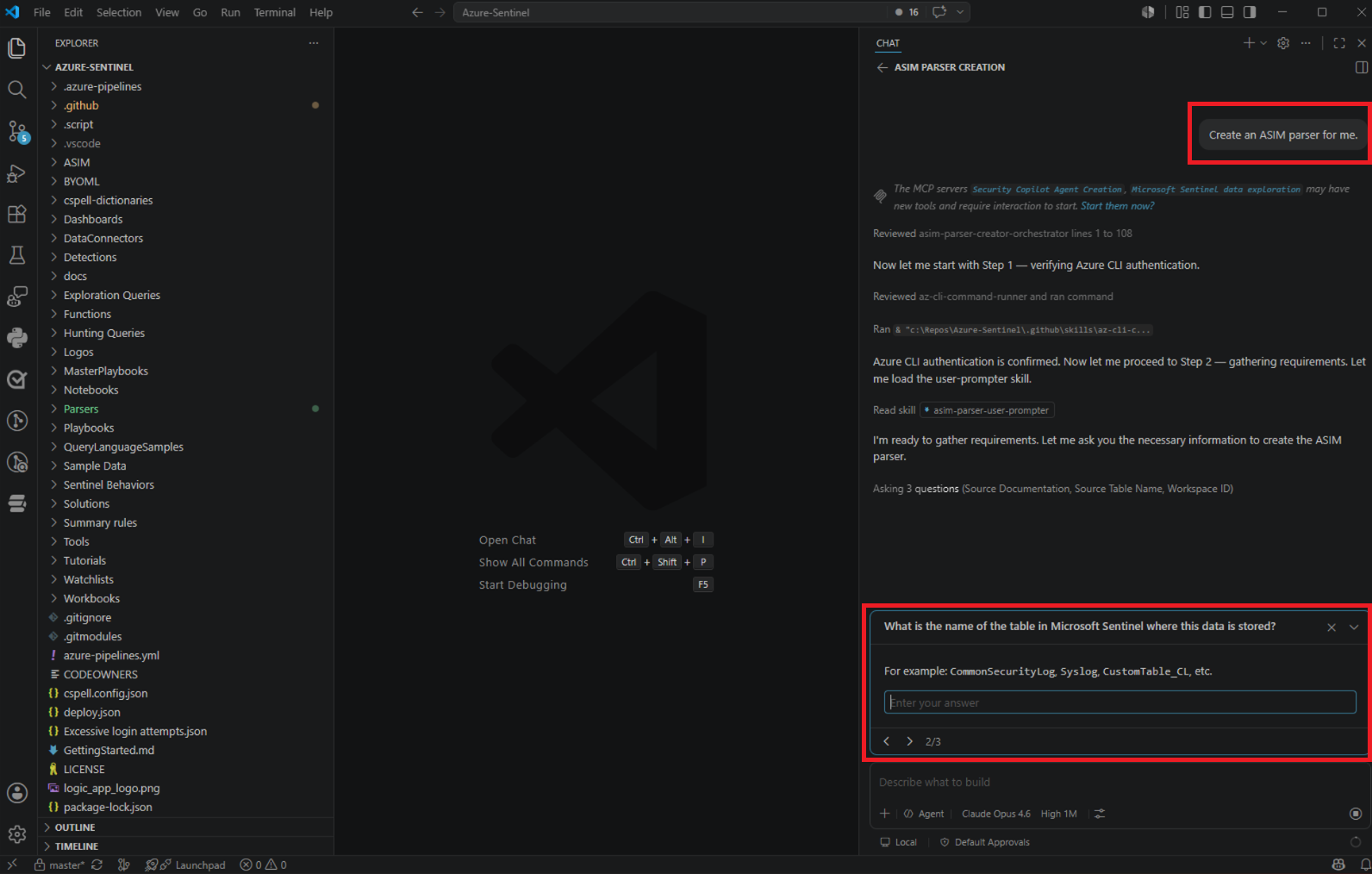 Chat create ASIM parser