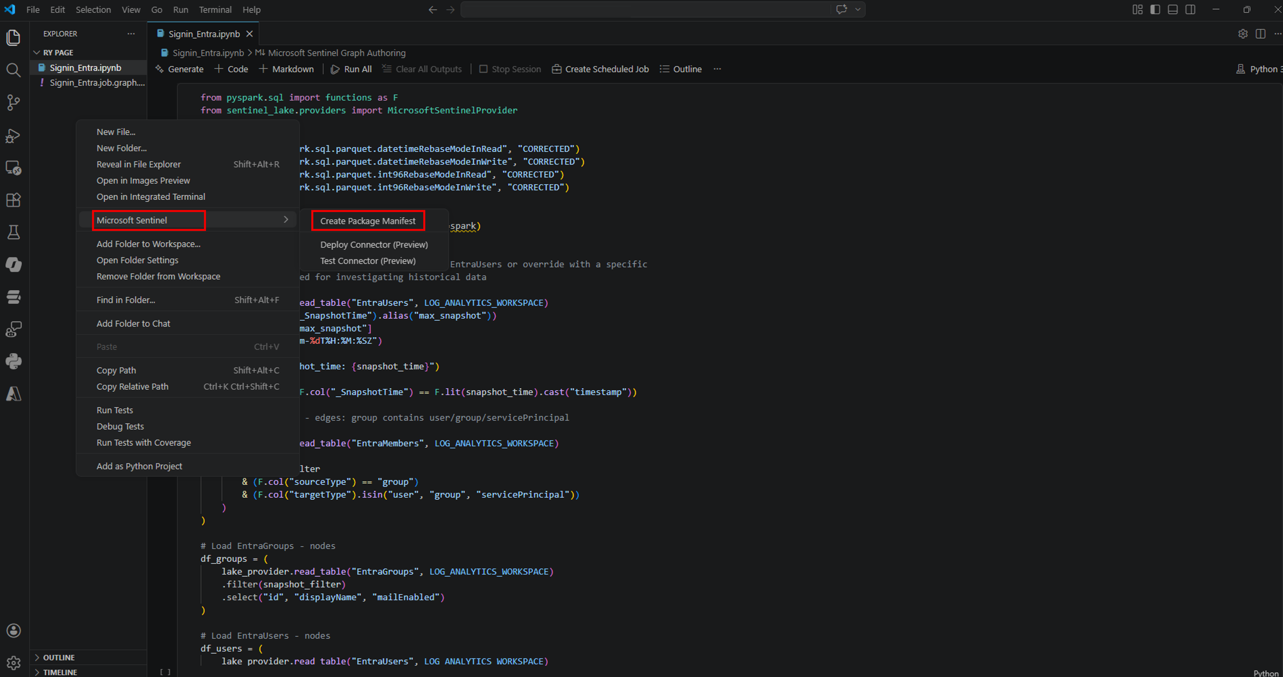 Create package manifest